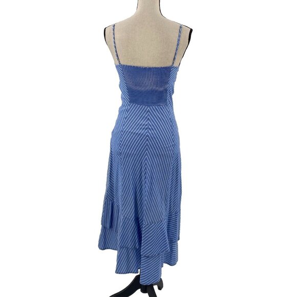 JOIE Eberta Dress Hi Low Blue White Striped Ruffle Hem Womens XS - Picture 8 of 10